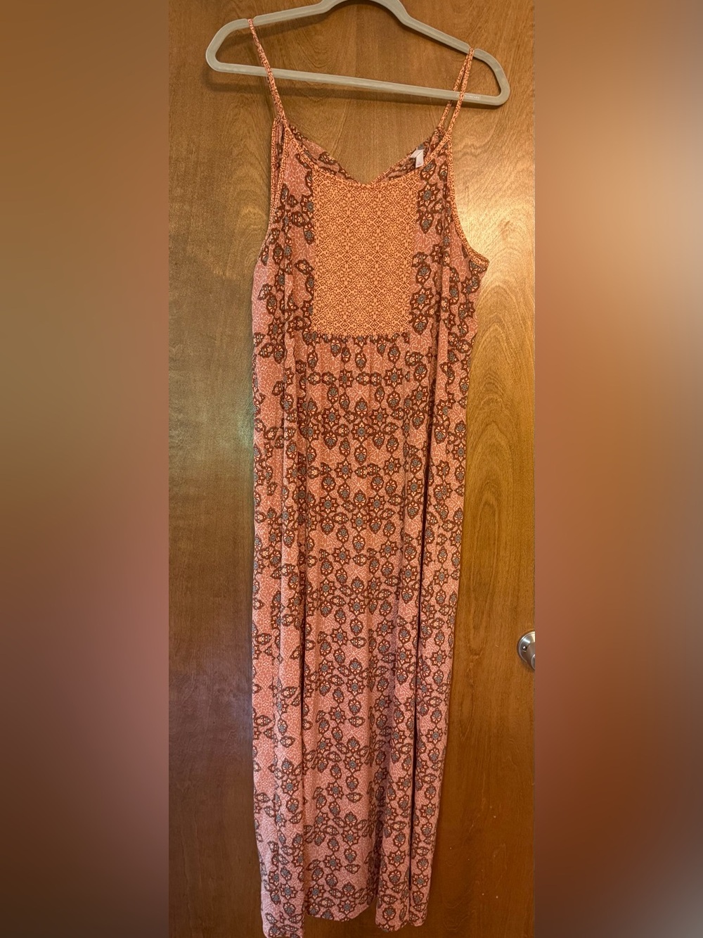 Xhilaration Peach Printed Maxi Slip Dress